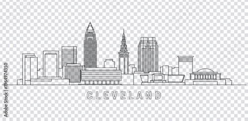 Vector illustration cleveland city skyline illustration with buildings and text