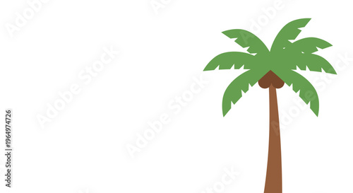 A simple illustration of a palm tree with green fronds and a brown trunk against a white background, evoking a tropical or vacation theme