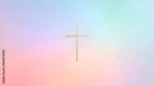 Subtle Christian Cross on a Soft Pastel Gradient Background.