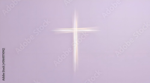Glowing White Cross on a Soft Lavender Background.