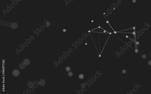 Abstract background. Molecules technology with polygonal shapes, connecting dots and lines. Connection structure. Big data visualization.