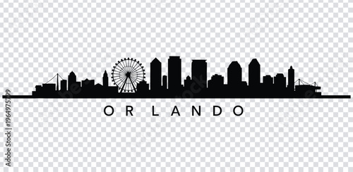 Vector illustration orlando city skyline with ferris wheel silhouette