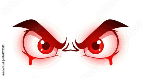 Fierce Red Eyes with Glowing Aura and Tears of Blood