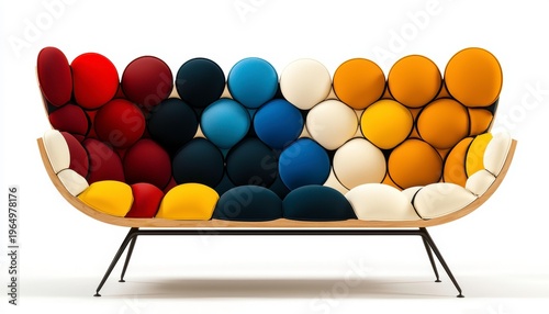 Modern Colorful Modular Sofa on White, Contemporary Interior Design Furniture