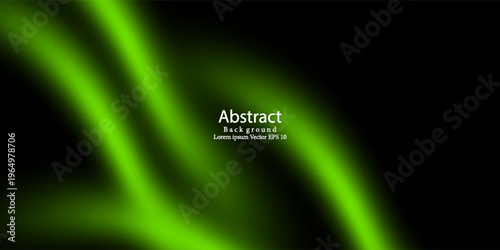 Abstract Neon Green Light Waves on Dark Background with Motion Blur Effect