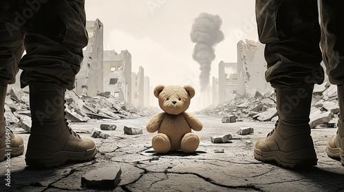 Teddy Bear in Ruined City: ...