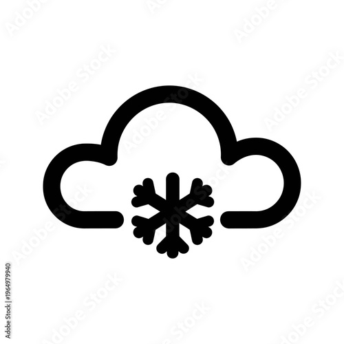 black and white snow cloud weather icon