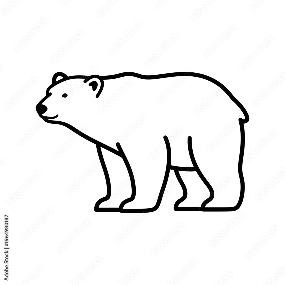Obraz premium simple black and white polar bear outline