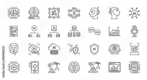 Technology icons for business communication.