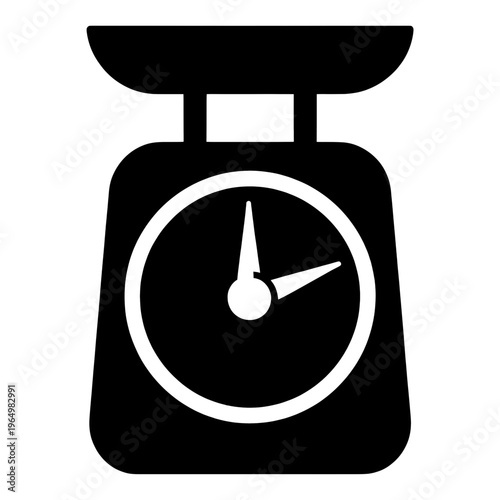 Black and White Analog Kitchen Scale Vector Icon