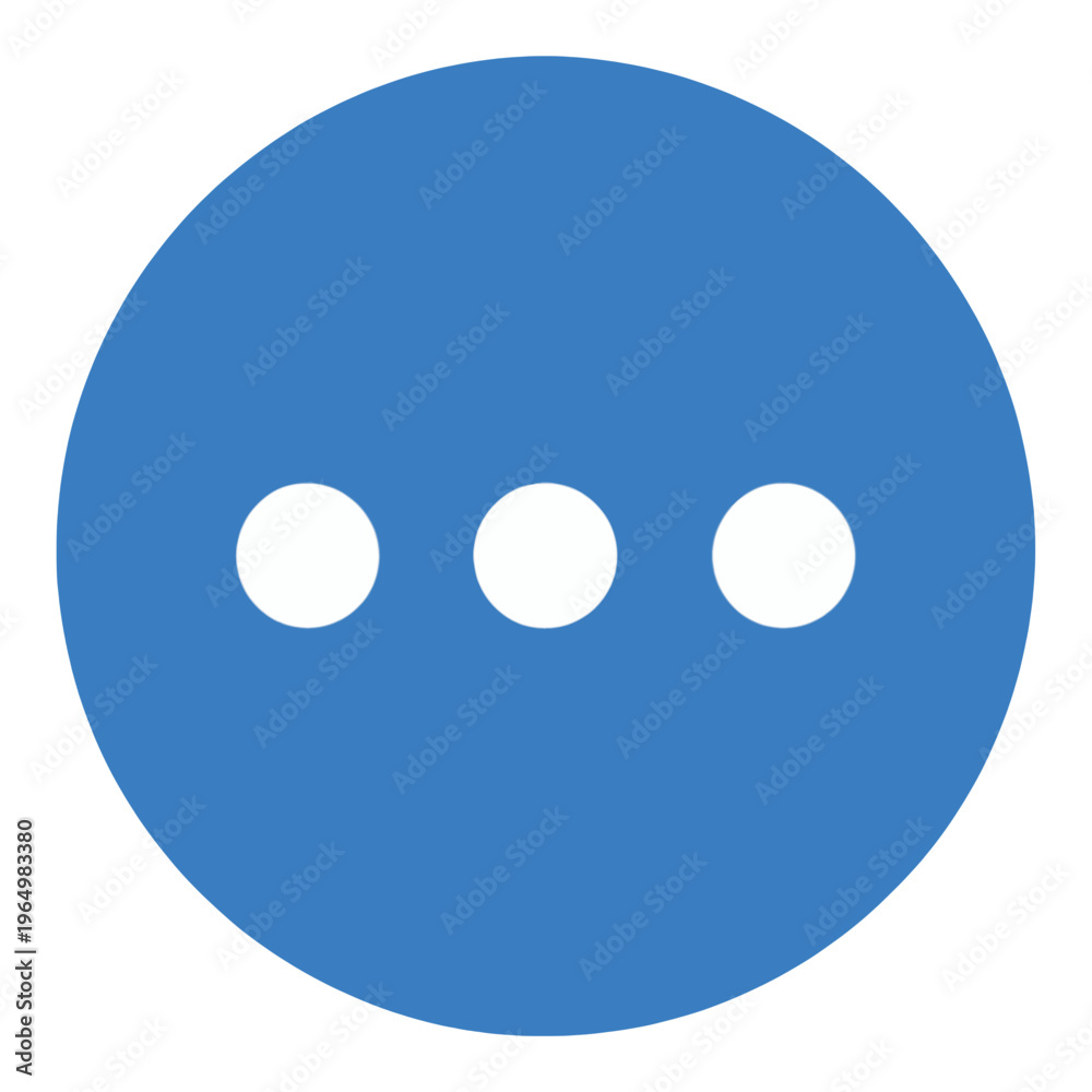 Obraz premium Blue Circle with Three White Dots Vector Icon