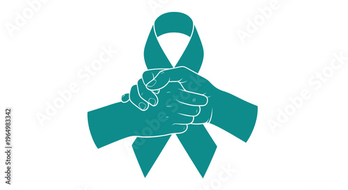 Teal Awareness Ribbon Handshake Support Solidarity.