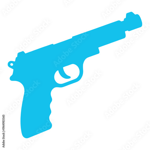 Blue Handgun Vector Icon