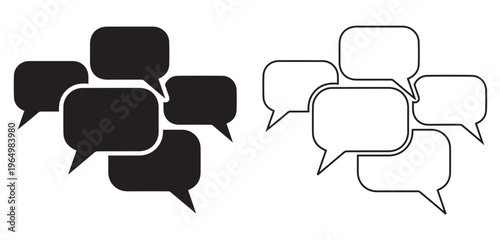 Black and white speech bubble icons arranged in a cluster