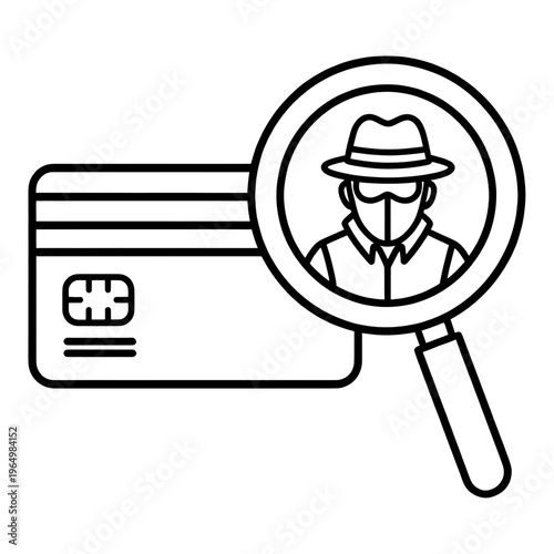 Credit Card Fraud Investigation Line Icon