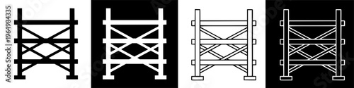 Scaffolding Structure Icon Set in Black and White.