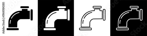 Set of four faucet icons in different styles and colors.