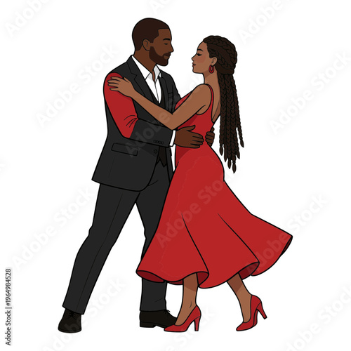 Dancing Couple in Evening Wear Vector Icon