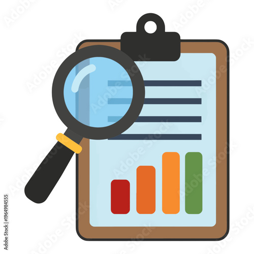 Data Analysis Icon with Magnifying Glass