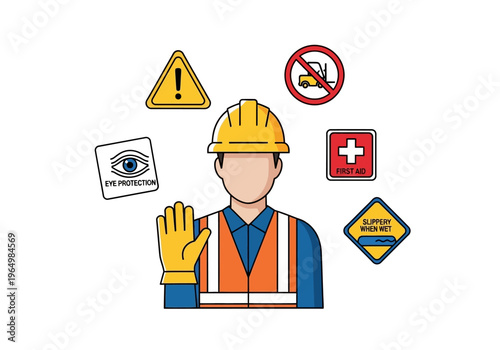 Occupational Safety and Health Icons for Workplace Protection and Hazard Prevention
