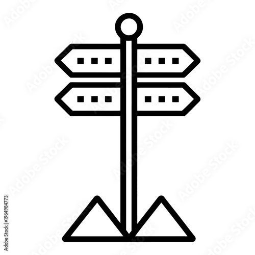 Directional Road Sign Line Icon
