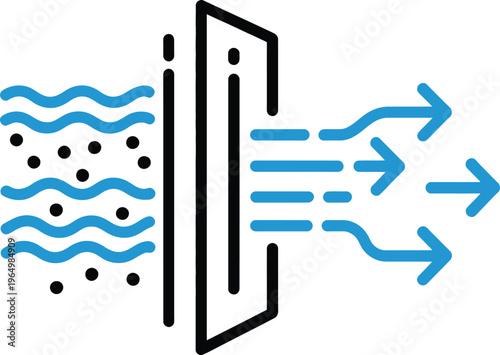 Air purifier icon design featuring air filter, solid particle filter, and dust cleaner symbols, clean minimal vector illustration for home and technology concept