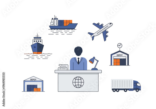 Logistics and shipping operations management with global cargo transport