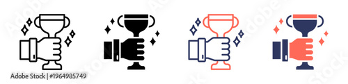 trophy icon set multiple style collection