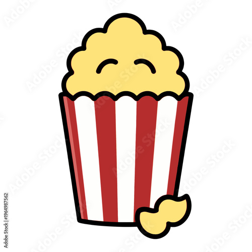 Popcorn Box Vector Icon with Smiling Face