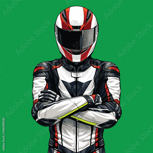Modern Sportbike Rider In Full Gear