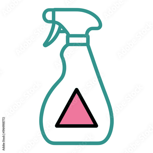 Spray Bottle Vector Icon with Warning Triangle