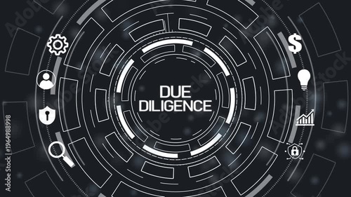 business, Technology, Internet and network concept. virtual screen of the future and sees the inscription: Due diligence.4k Animation.