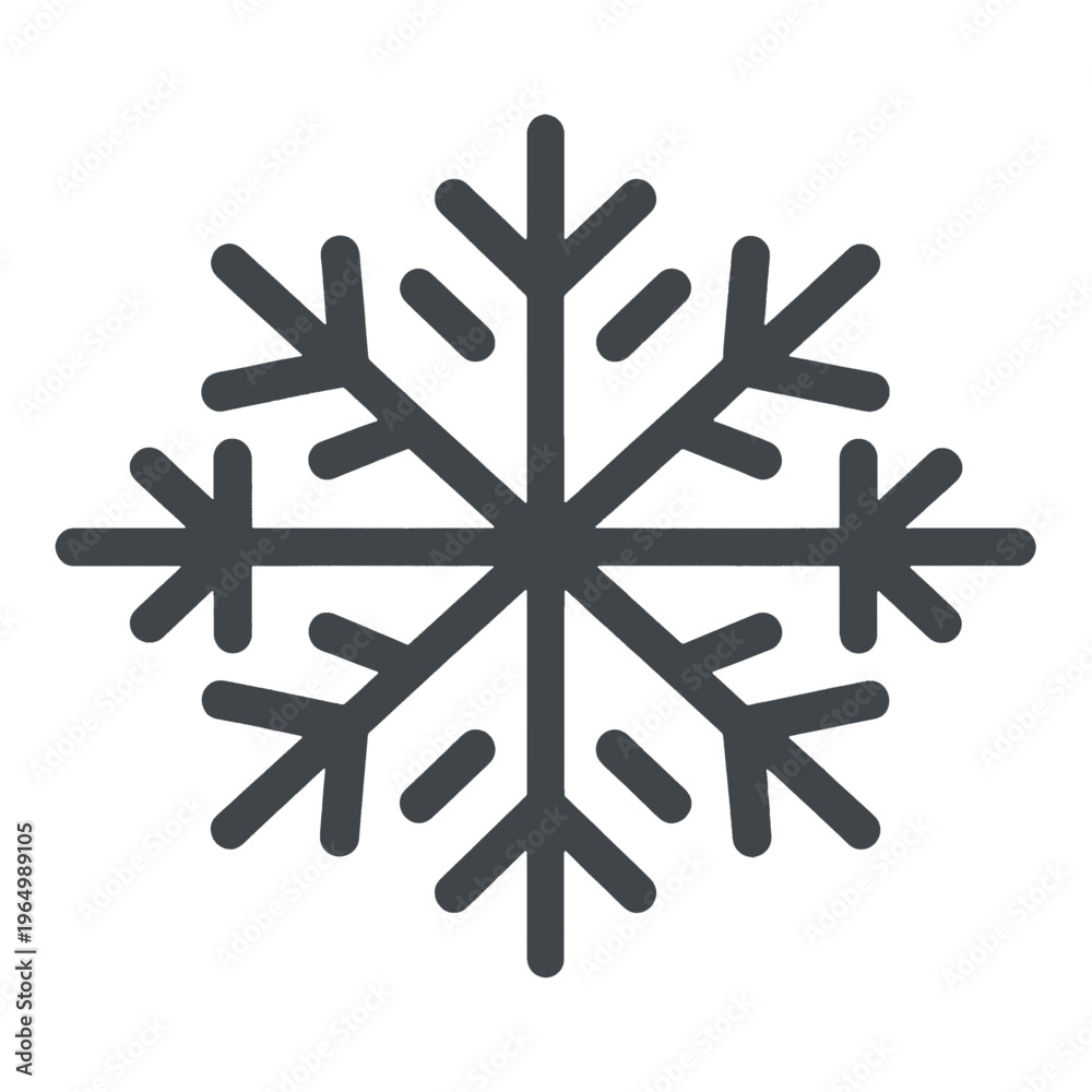 Obraz premium Symmetrical Snowflake Vector Icon on Black Background