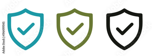Free Download Three colorful shield icons with checkmarks on a white background - GFXLoad