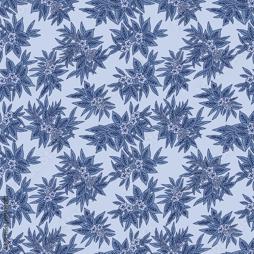 Japanese Wild Bouquet Vector Seamless Pattern