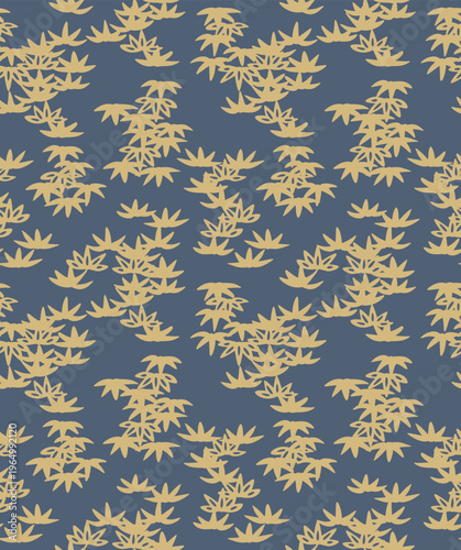 Japanese Bamboo Leaf Motif Vector Seamless Pattern