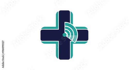 Healthcare Connection Symbol - Modern Medical Plus Icon