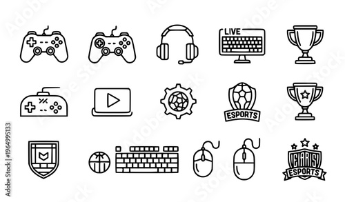 A set of gaming and esports related vector icons and symbols