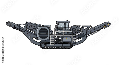 Heavy-duty industrial machine for crushing and processing materials on construction sites.