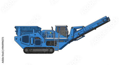 Heavy-duty blue industrial machine for crushing rocks and materials on site.