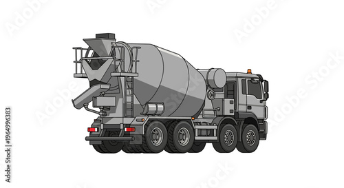 Concrete mixer truck, a heavy-duty vehicle for construction projects, ready for work.