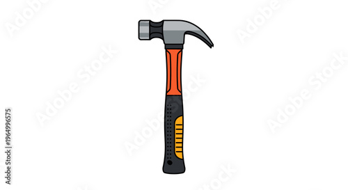 Detailed illustration of a hammer with a wooden handle and metal head.