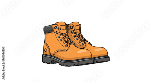 Pair of sturdy orange work boots ready for tough tasks and construction.