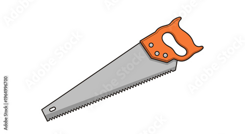 Hand saw with orange handle, perfect for cutting wood and construction projects.
