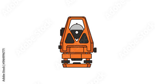 Orange surveying instrument with a central lens for precise measurements and construction.