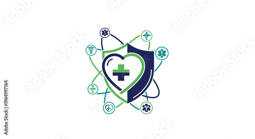 Healthcare Shield Network with Medical Symbol