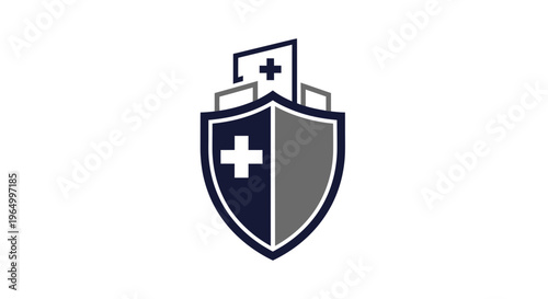 Healthcare Shield Protection Symbol with Medical Cross Icon