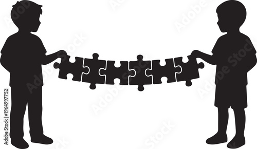 Autism Awareness Silhouette Collection, Neurodiversity Vector Art, Inclusion and Special Needs Black Graphics, Puzzle Piece Logo Design Elements