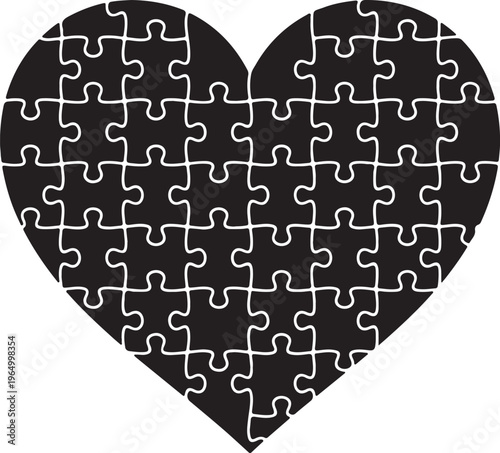 Autism Awareness Silhouette Collection, Neurodiversity Vector Art, Inclusion and Special Needs Black Graphics, Puzzle Piece Logo Design Elements