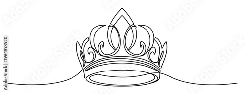 Elegant continuous line drawing of a royal crown symbolizing luxury, power, and achievement, perfect for branding, logos, event invitations, or celebration graphics.